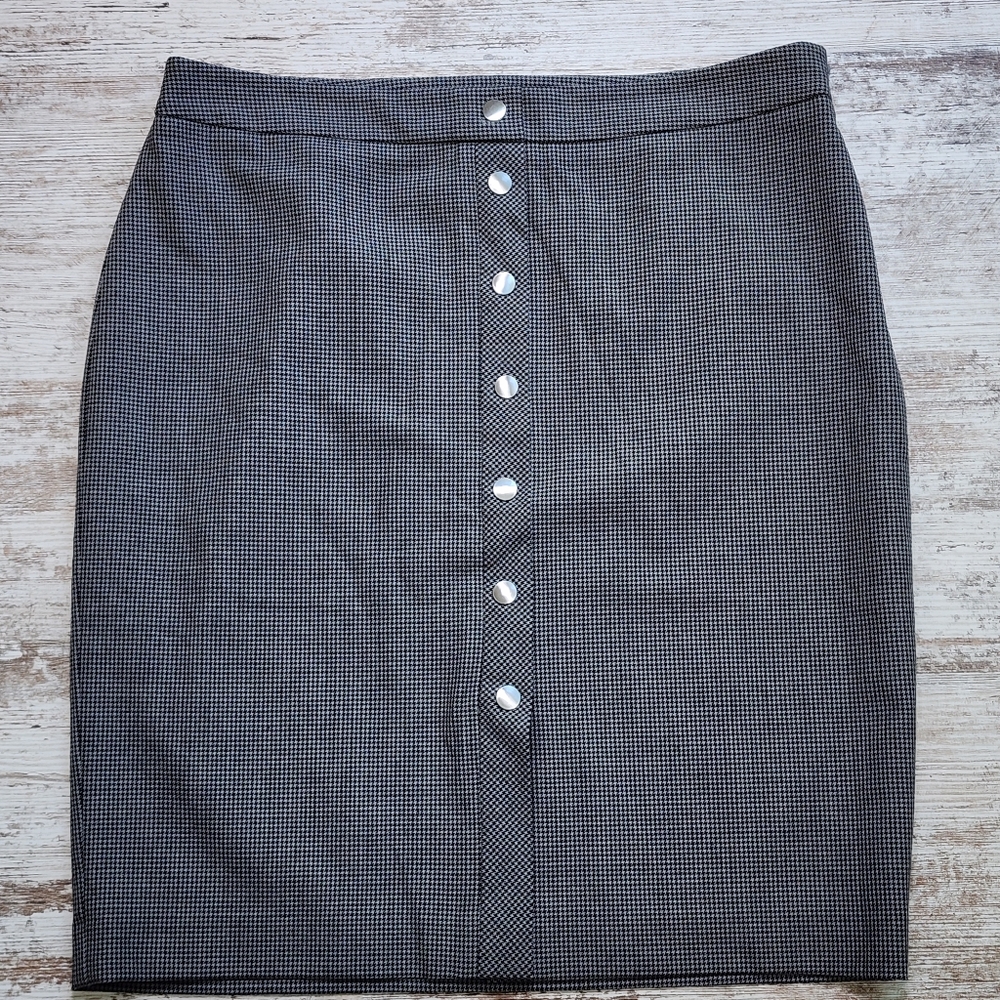 Womens Loft Houndstooth Knee Length Skirt Size 12
